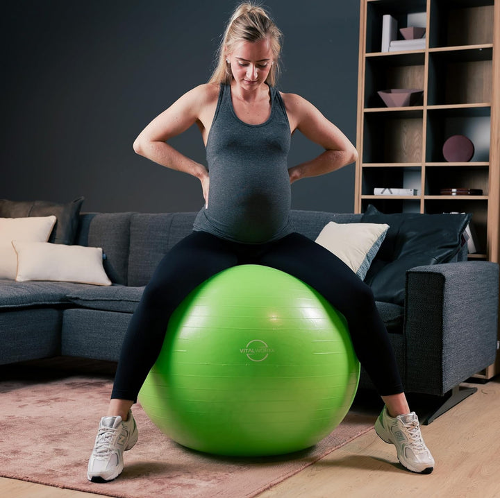 VITALWORXX Gymnastikball für Schwangere, extrem stabil, Sitzball Yogaball Pezziball mit Pumpe, mit Ü