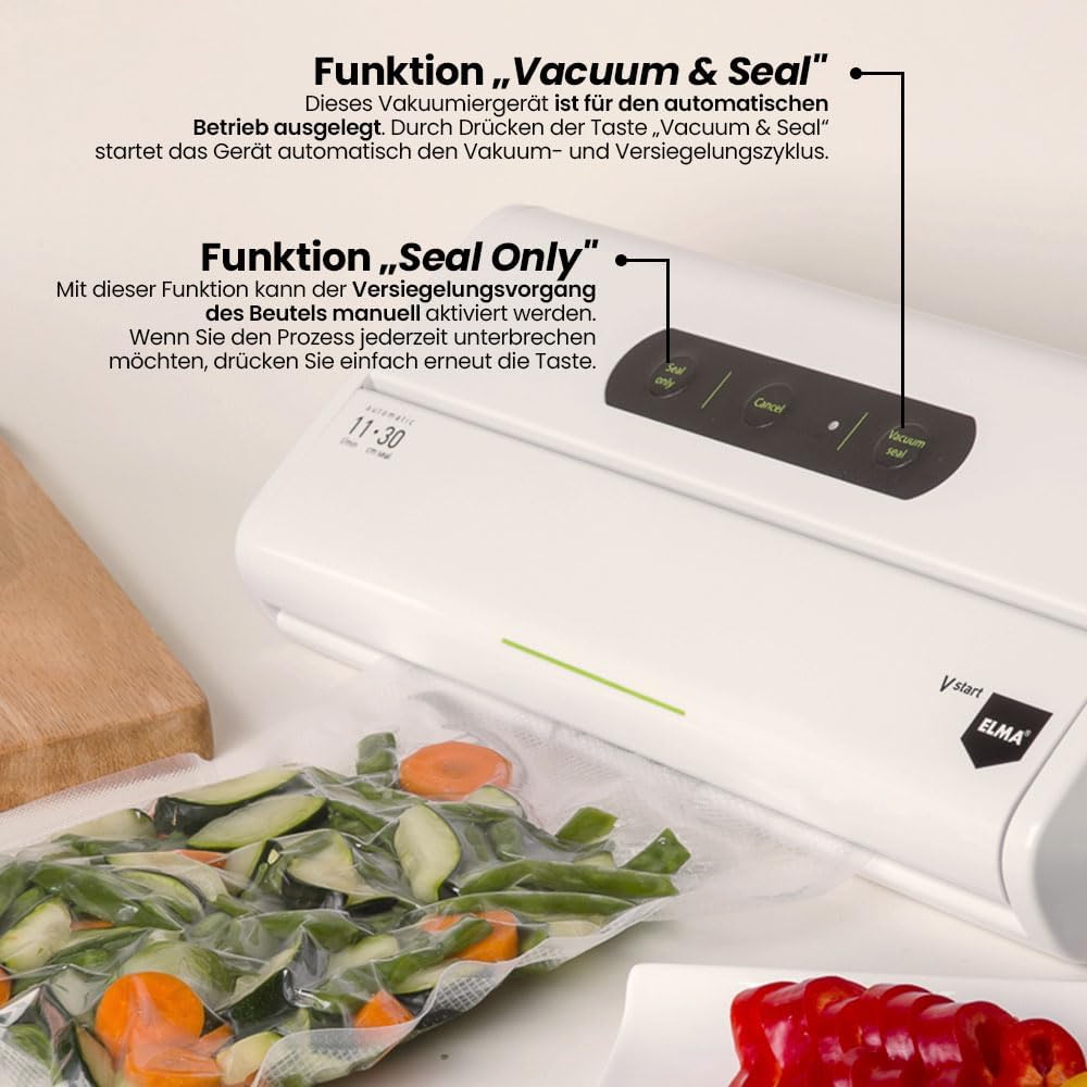 ELMA V Start Vakuumiergerät | Kompakte, automatische Vakuumverpackungsmaschine mit 30 cm Schweisslei