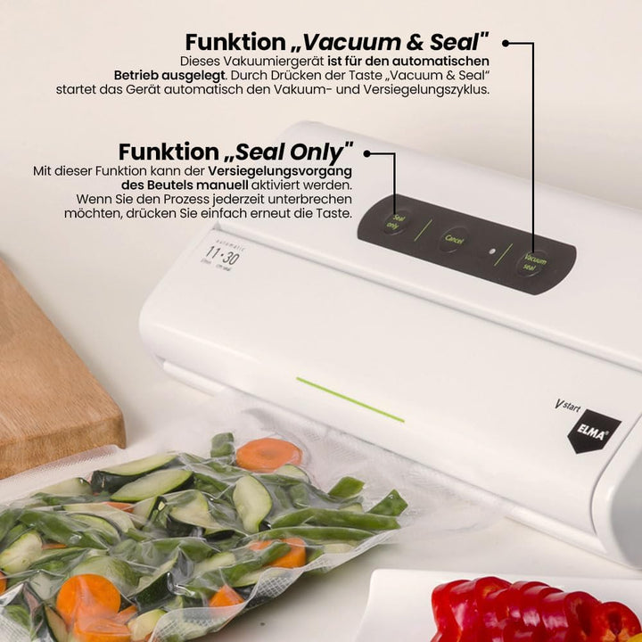 ELMA V Start Vakuumiergerät | Kompakte, automatische Vakuumverpackungsmaschine mit 30 cm Schweisslei