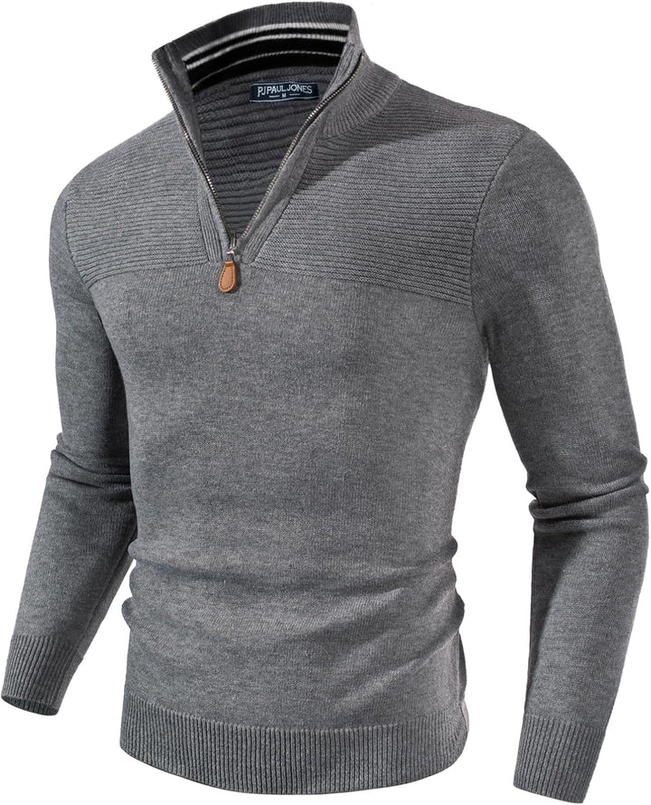 PJ PAUL JONES PaulJones Troyer Pullover Herren Strickpullover mit Reissverschluss und Stehkragen Arb