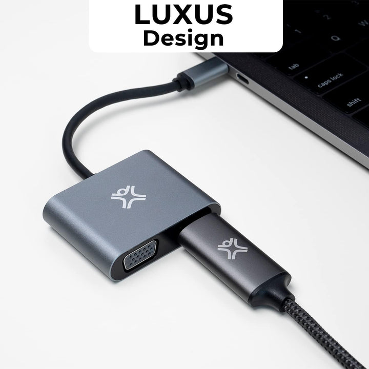 XtremeMac USB-C zu HDMI &amp; VGA Adapter, Dual Display, 4K Ultra HD (HDMI) und Full HD (VGA), MacBook P