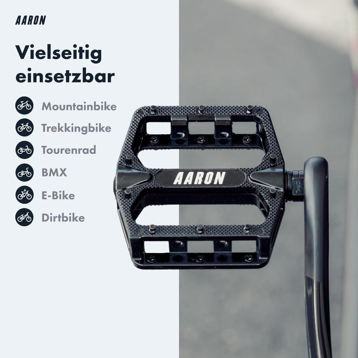 AARON Rock - MTB Pedale Fahrrad aus Alu mit abgedichteten Industrie-Kugellager, rutschfest durch aus