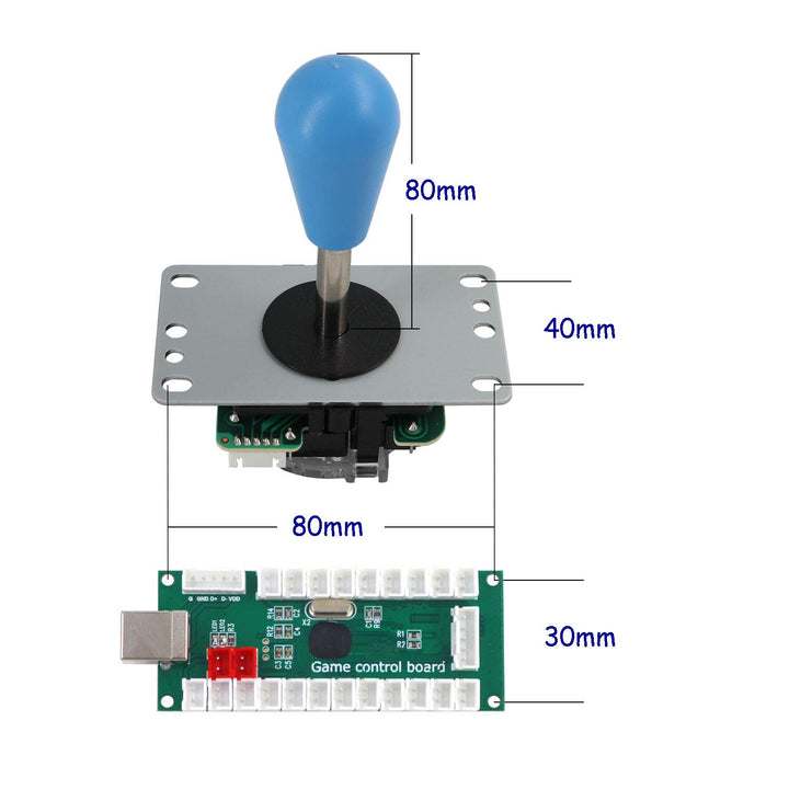 SJ@JX Arcade Game 2 Player Controller DIY Kit Buttons with Logo Coin X Y Start Select 8 Way Joystick