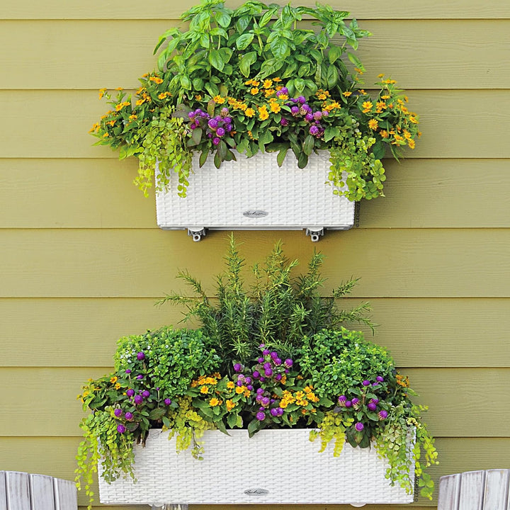 LECHUZA BALCONERA Cottage 80 weiss 15610 Pflanzgefäss mit Erd-Bewässerungs-System 79x19x19 cm Weiss,