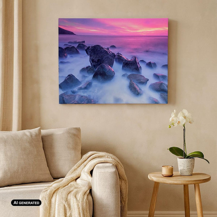 Bilder auf Leinwand Strand ufer wolken dämmerung Leinwandbild 70x50cm Wandbilder Dekoration Wohnzimm