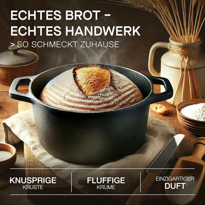 besok Brotbacktopf - Gusseisen Brot Backen Topf - Brotbackform mit Deckel - Induktion - Brottopf zum