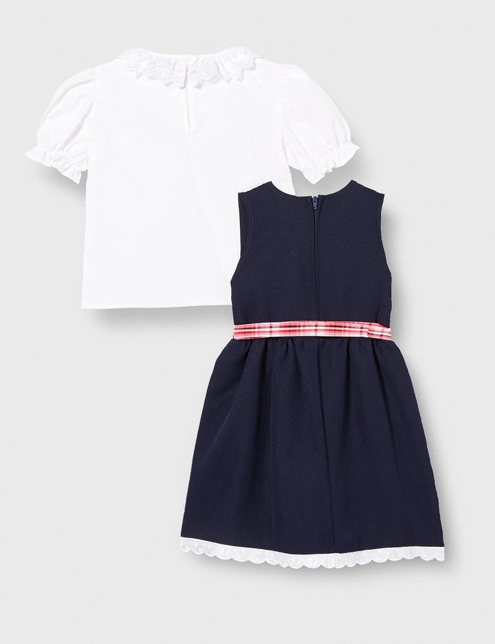 Schrammel Blumenrankerl Schürze Festliches Kinderdirndl Edelstickerei 122-128 Blau-rot Sood, 122-128