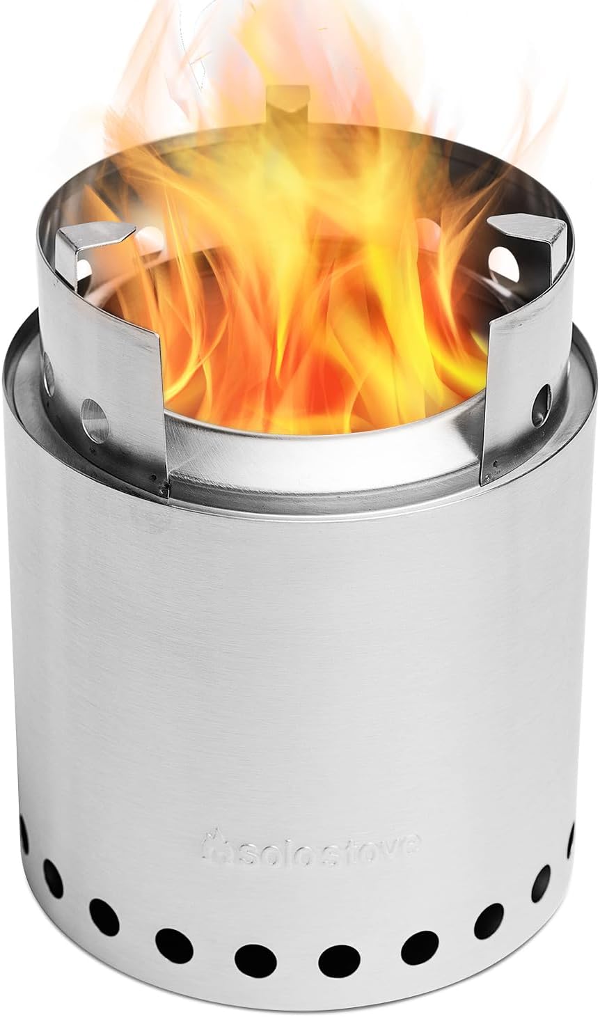 Feuerpfanne Gusseisen mit Solo Stove Lite, kompaktes Camping Set, ideal für Outdoor Abenteuer, Brotb