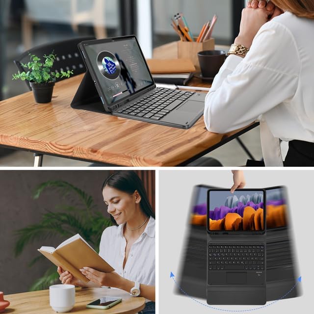 LAMA Bluetooth Tastatur Hülle mit Touchpad für Samsung Galaxy 10.9'' Tab S9 FE/S10 FE/S10, 11" Tab S