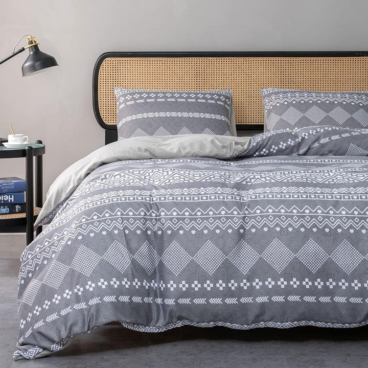 Lekesky Bohemian Bettwäsche 200x200 cm 3 Teilig - Bettbezug mit Reissverschluss und 2 Kissenbezug 80