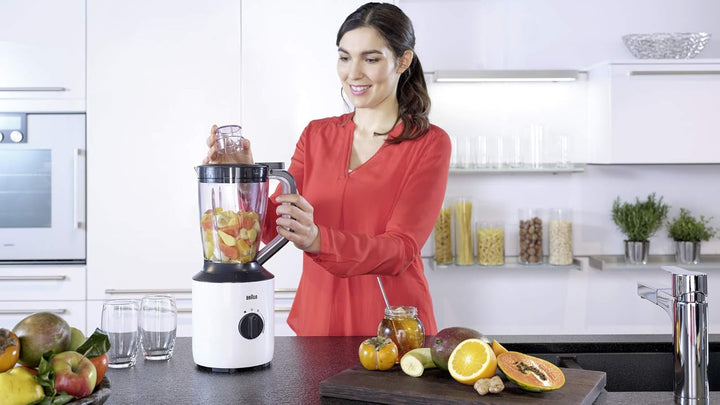 Braun PowerBlend 3 JB 3150 WH Standmixer - 1,5 l Glas-Mixaufsatz, Küchenhelfer zum Zerkleinern, Püri