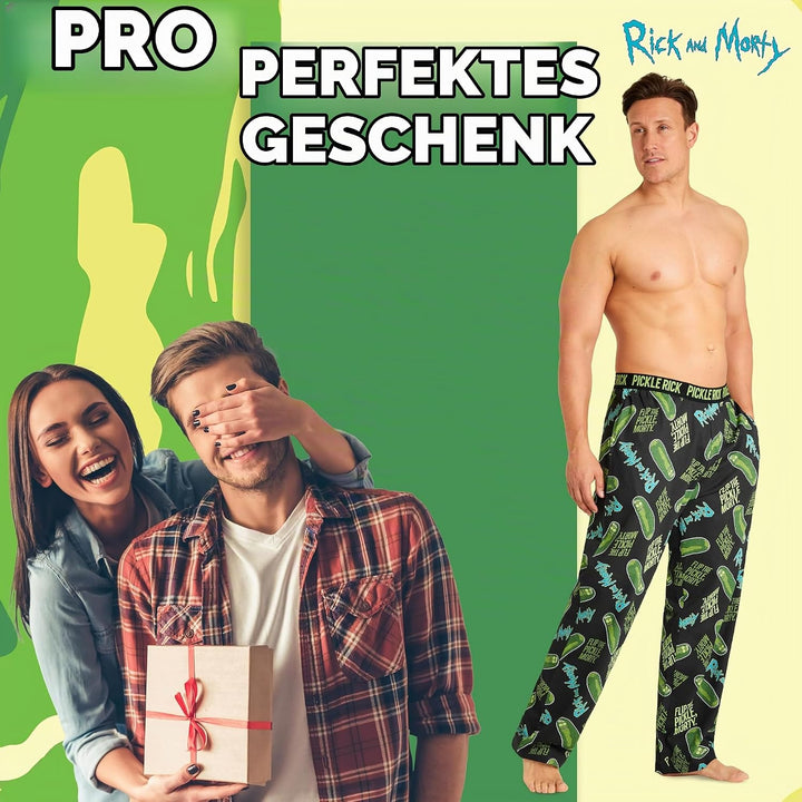 RICK AND MORTY Herren-Schlafanzughosen - Weihnachts Pyjamahosen für Herren - Schlafhose Herren Lang