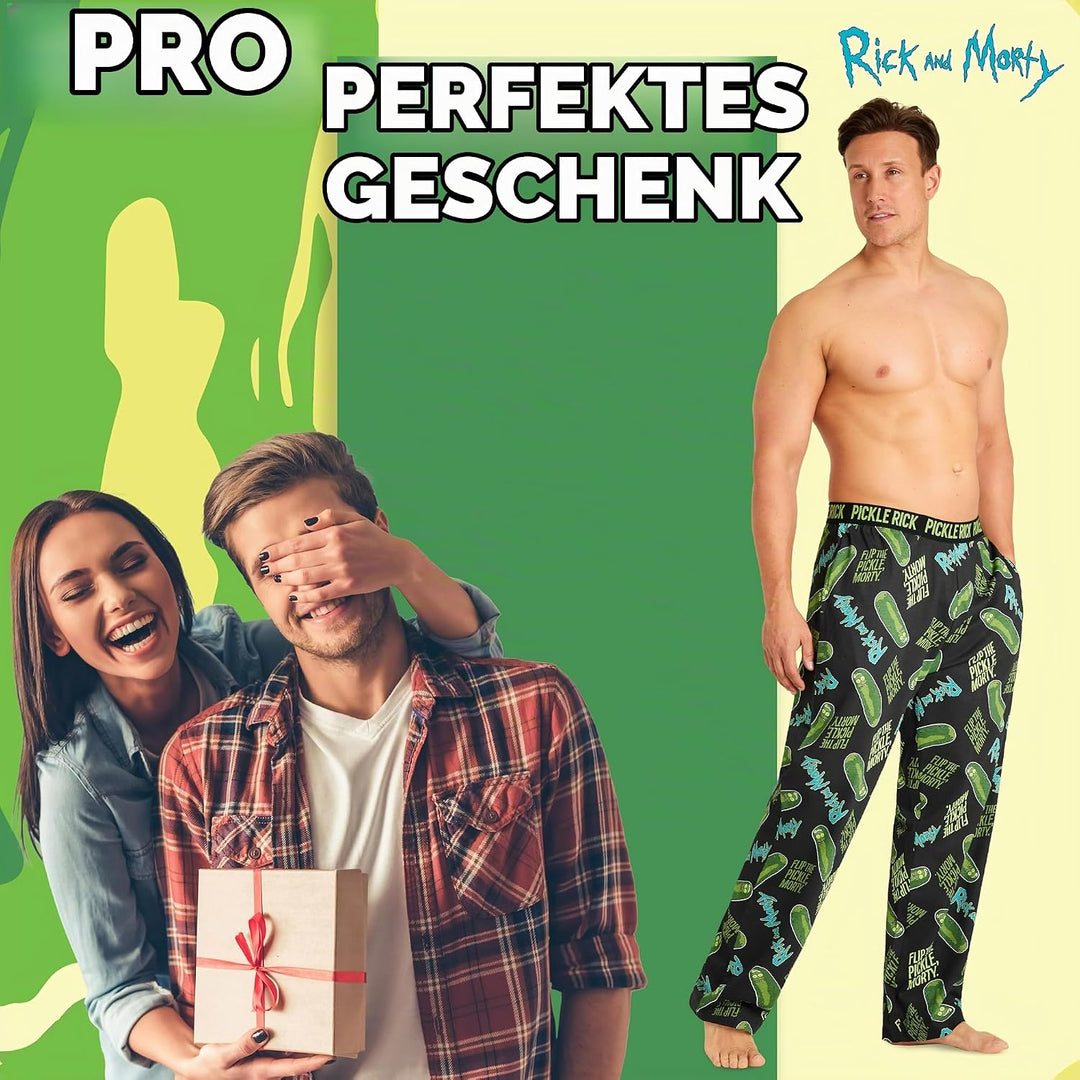 RICK AND MORTY Herren-Schlafanzughosen - Weihnachts Pyjamahosen für Herren - Schlafhose Herren Lang,