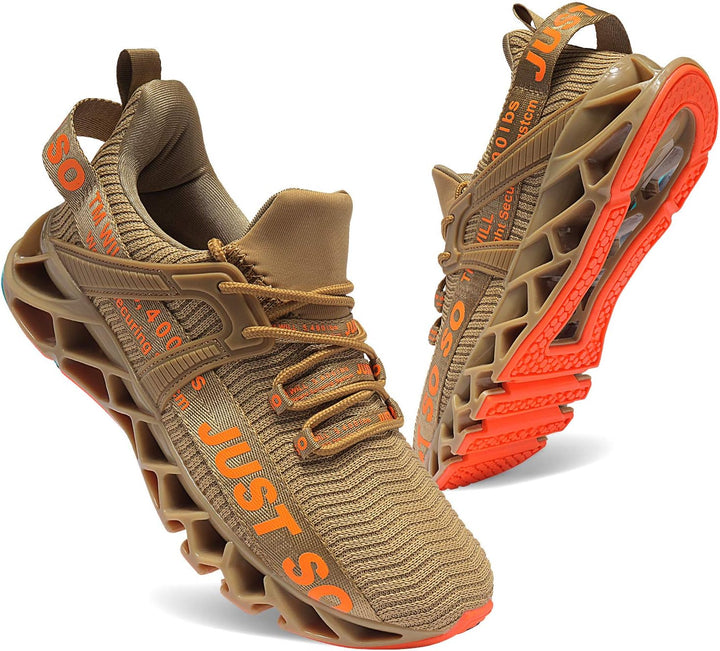 Wonesion Herren Fitness Laufschuhe Atmungsaktiv rutschfeste Mode Sneaker Sportschuhe 39 EU 9 Gold, 3