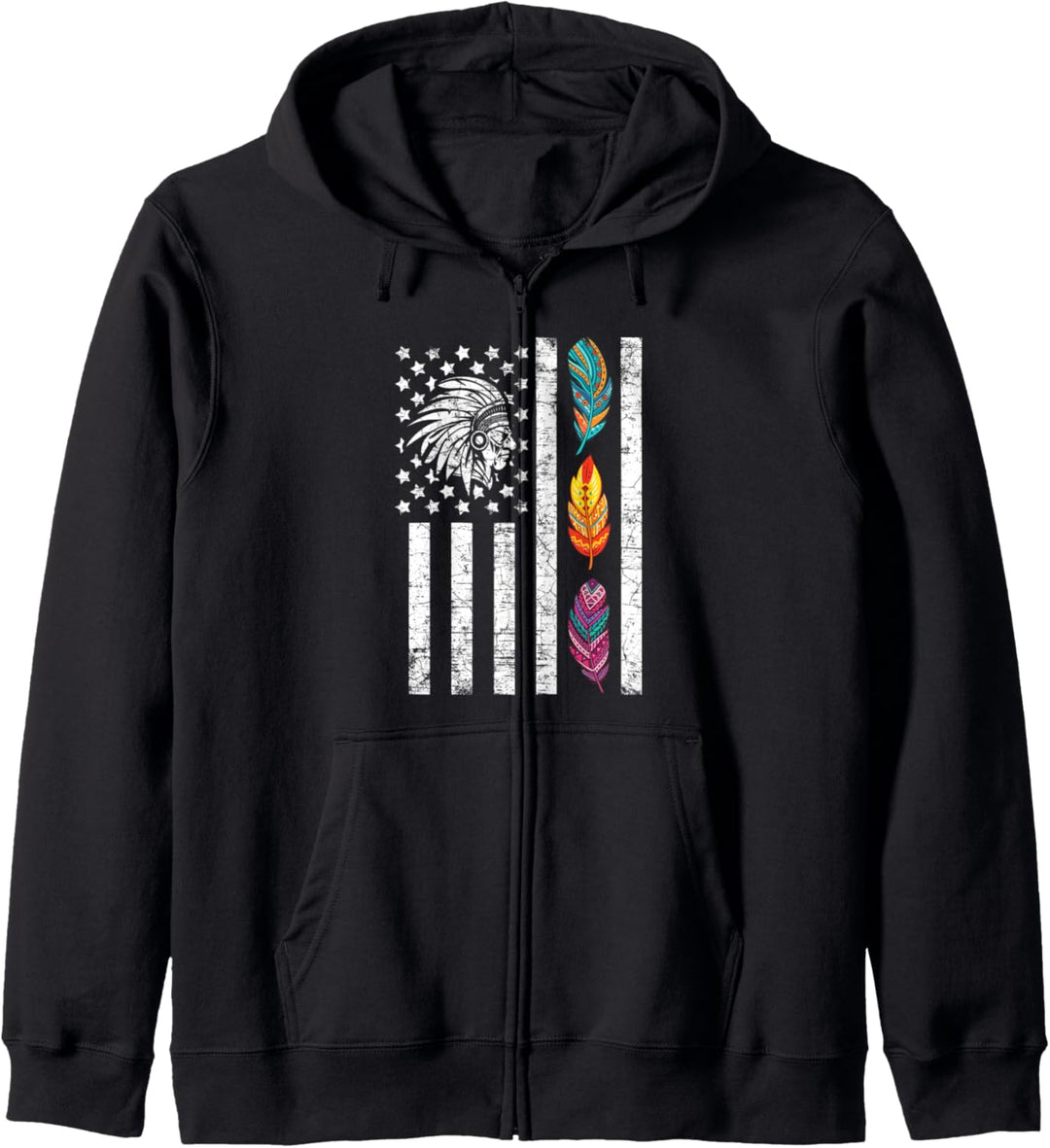 USA Flag Feather Native American Heritage Day Indian Gift Kapuzenjacke