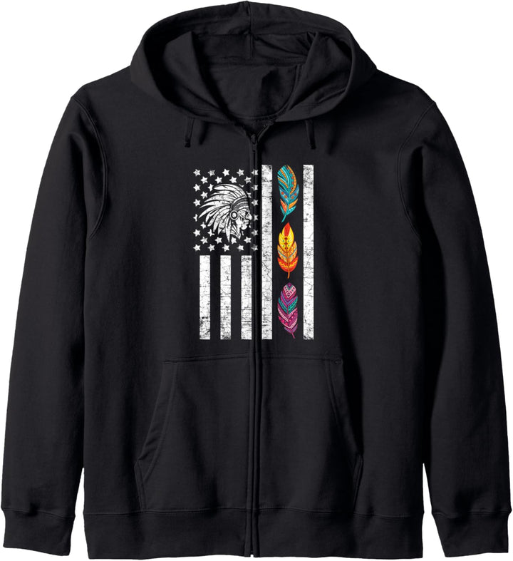 USA Flag Feather Native American Heritage Day Indian Gift Kapuzenjacke
