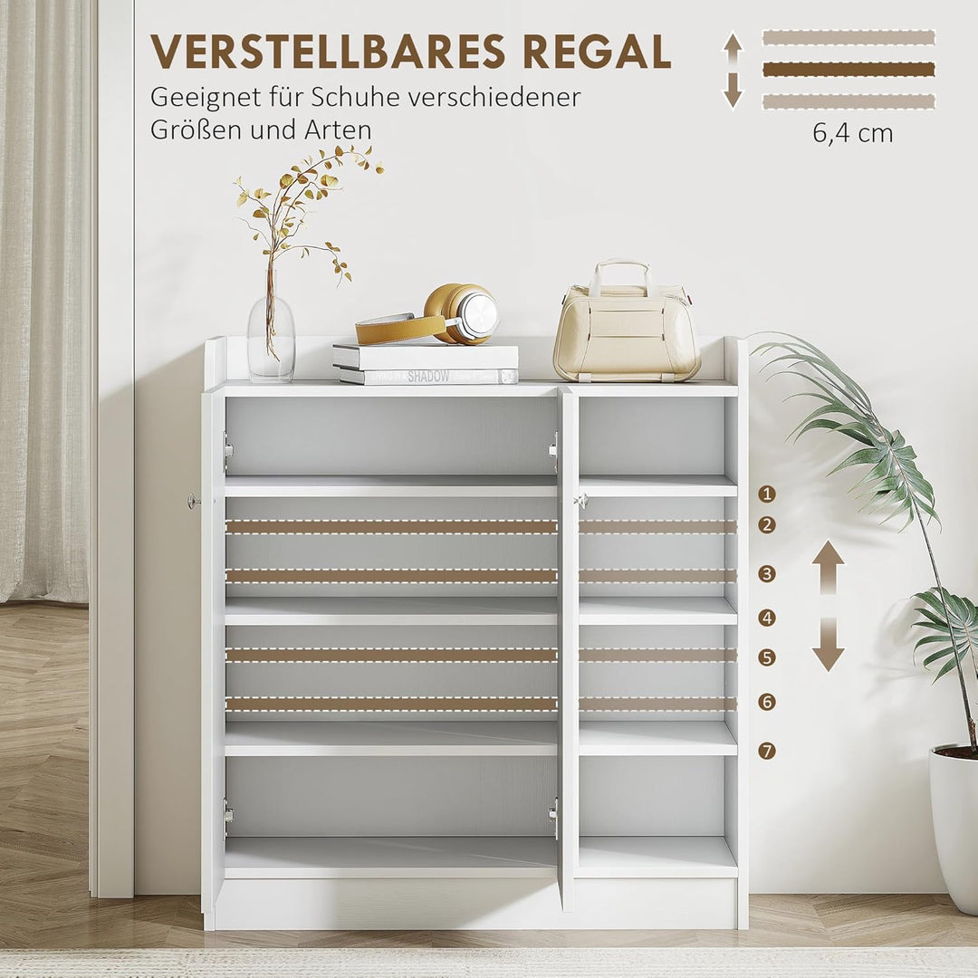 HOMCOM Schuhschrank Schuhregal mit 4 Fächern Schuhablage Schuhkommode für 12 Paar Schuhe 83 x 30 x 9