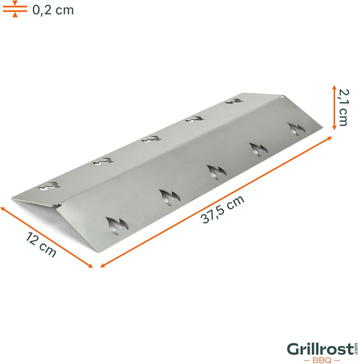 Grillrost.com Das Original Edelstahl Brennerabdeckung - 375x120mm - extra stark 1,5mm - passend für