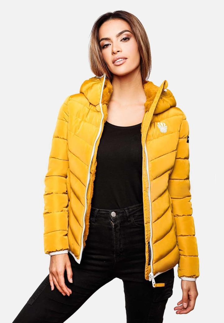 Navahoo Damen Jacke Steppjacke Übergangsjacke gesteppt Stepp Herbst B675 XS Gelb, XS Gelb