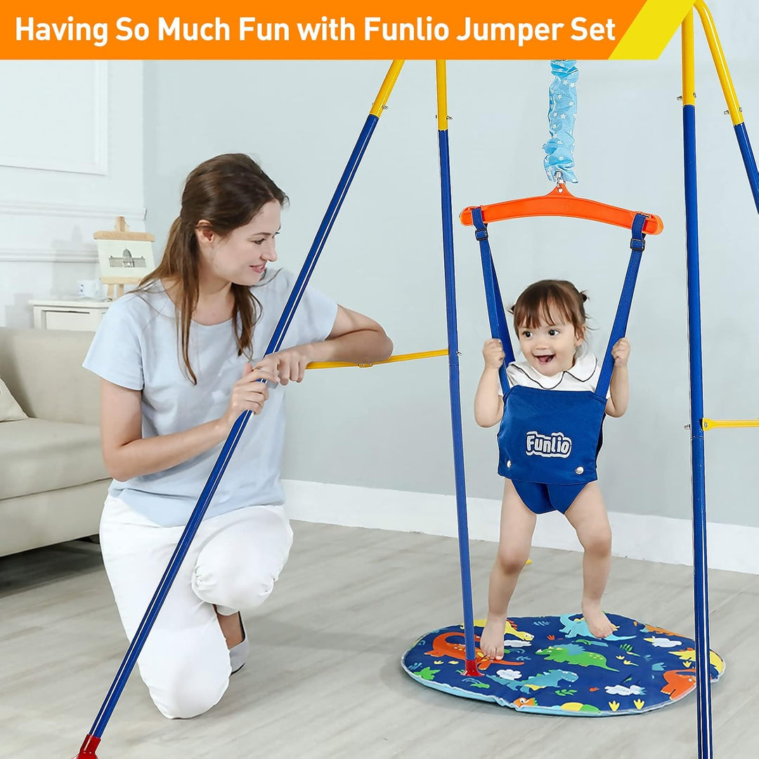 FUNLIO Baby Türhopser mit Ständer für 6–24 Monate, Baby Hüpfschaukel für Drinnen und Draussen, Baby