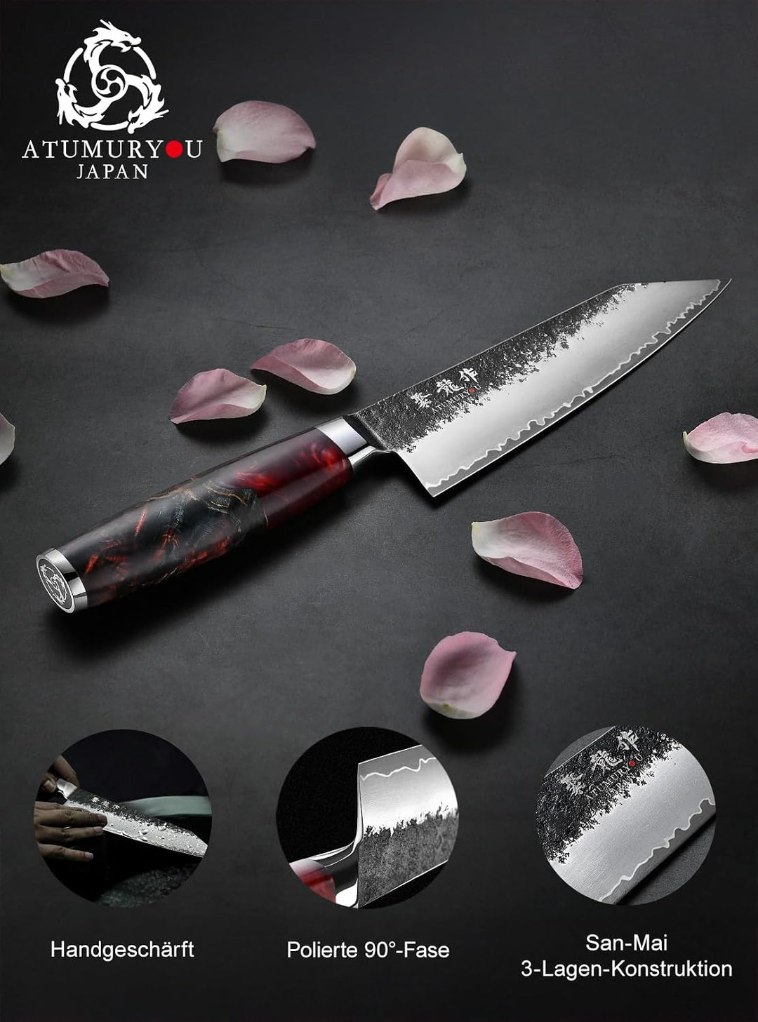 Handgeschmiedetes Japanisches Kochmesser 18cm, Kiritsuke Messer 18 cm, 18 cm