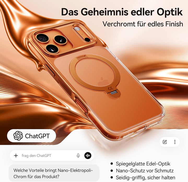 CASEKOO Cosmic Orange für iPhone 17 Pro Max Hülle für MagSafe [360 Drehständer] [Kameraschutz & Mili