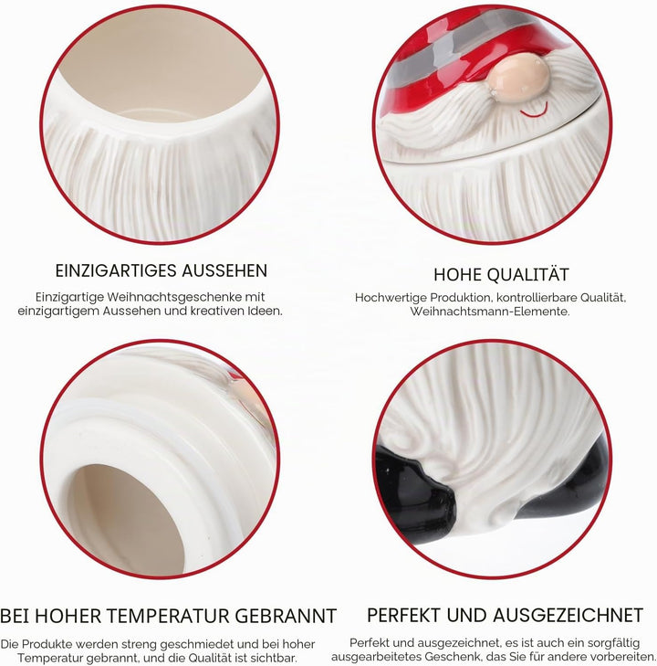 Cabilock Keramik-Zwerg-Keksdose, dekoratives Bonbonglas, Weihnachtsessen, Aufbewahrungsbehälter mit