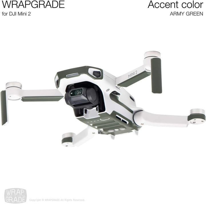 Wrapgrade Skin Sticker Set Kompatibel mit DJI Mini 2 | Akzentfarbe (ARMY GREEN), Army Green