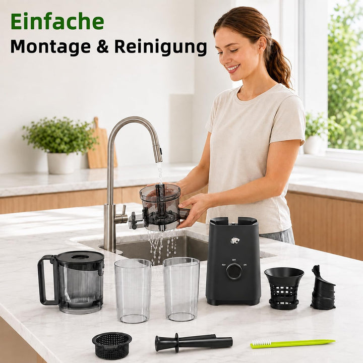 Entsafter Slow Juicer mit 120mm breitem Einfüllstutzen – Kaltpress-Entsafter für Obst und Gemüse mit