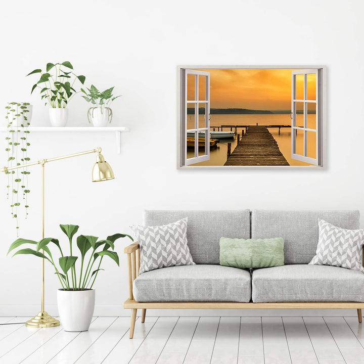 Feeby Leinwandbild 3D Illusion Bild Kunstdruck Landschaft Braun 30x20 cm 30L x 20B cm M_14916, 30L x