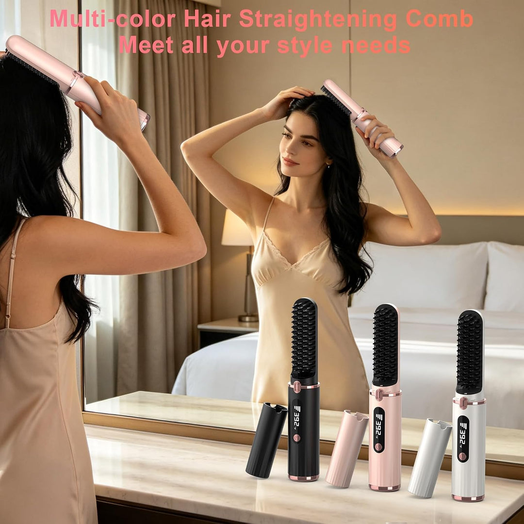 KARFUN Stylingbürste für kurze, 4 Temperaturstufen, Schnellaufheizung Rosa, Rosa