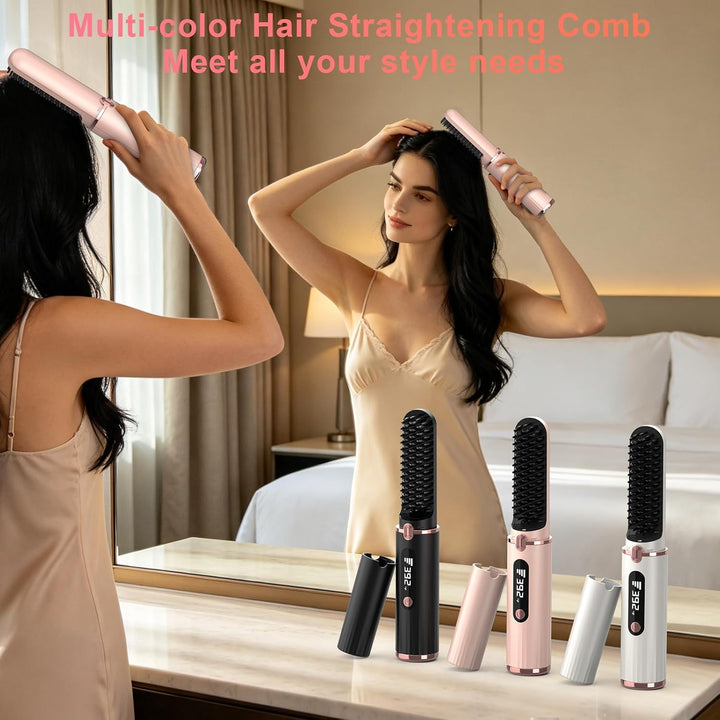KARFUN Stylingbürste für kurze, 4 Temperaturstufen, Schnellaufheizung Rosa, Rosa