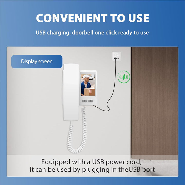 Video Door Phone System 4.5 Inch IPS Screen Wireless Doorbell with Camera Doorphone Telephone Style