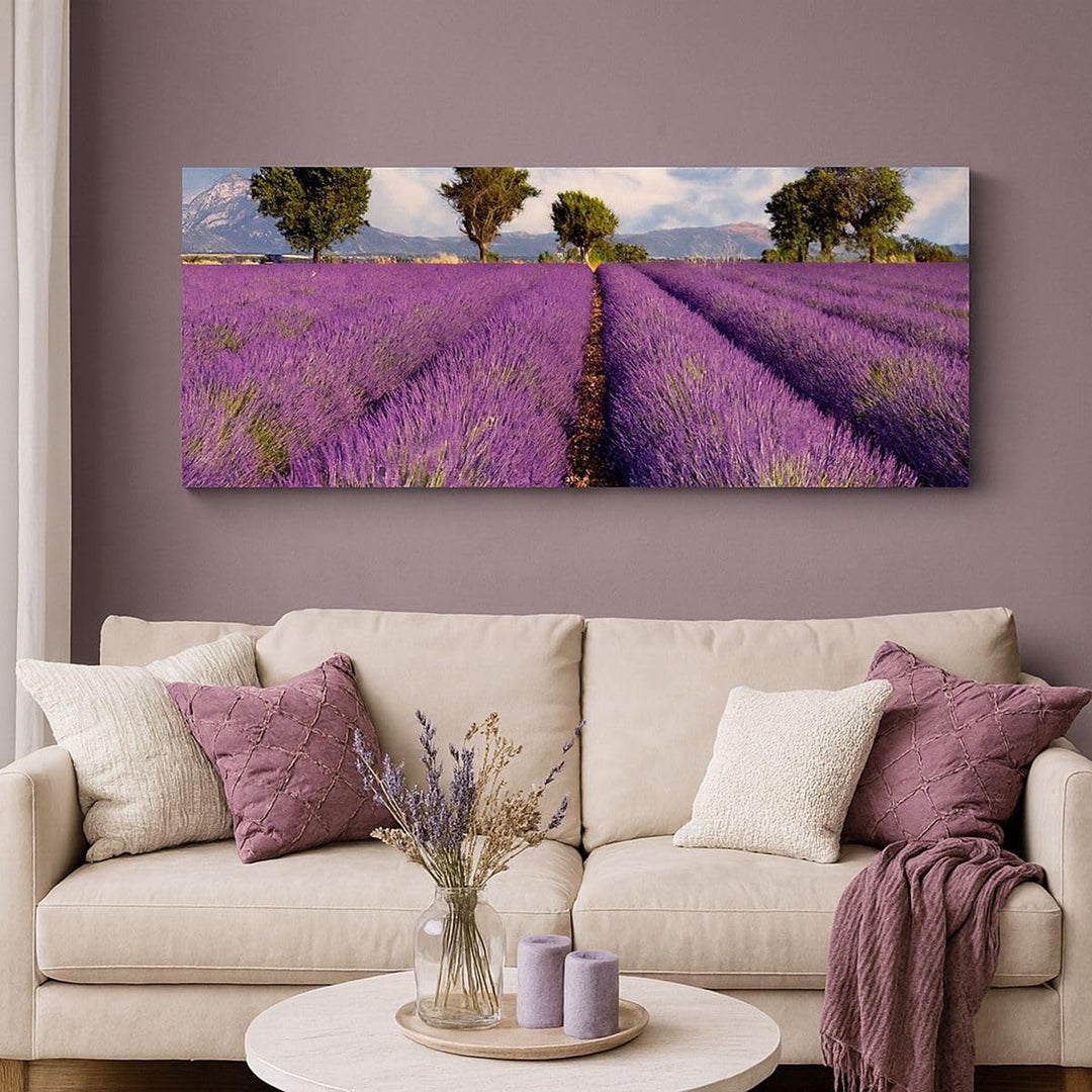 Wandbilder Dekoration Wohnzimmer Landschaft Wiese Pflanzen Panorama Bilder auf Leinwand 120x50cm Lei