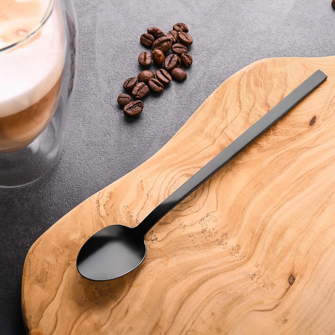 GRÄWE Latte Macchiato Löffel Set, Schwarz, 6-teilig, 19 cm, Lange Löffel, Cocktaillöffel, Dessertlöf