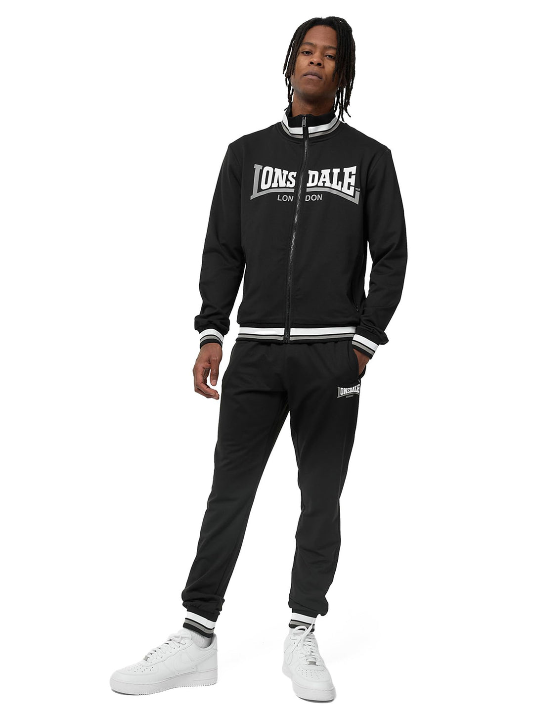 Lonsdale Herren Poolewe Tracksuit S Black/White/Grey, S Black/White/Grey