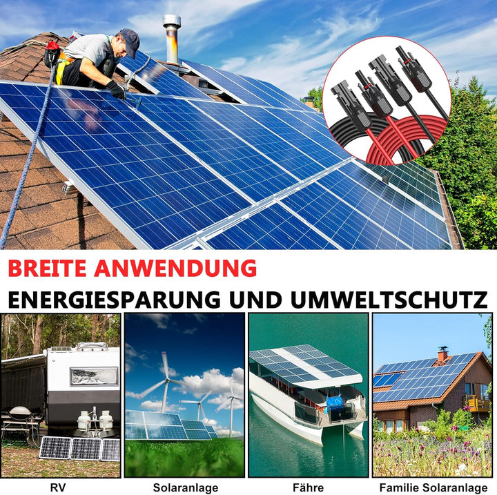 Oududianzi 2x3m Solarkabel 4mm2, Solarkabel Verlängerung 1/2/3/5/10/15/20/30m, Photovoltaik Kabel 4m