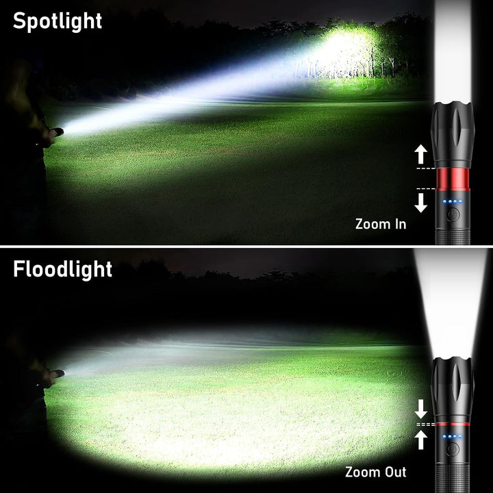 Blukar LED Taschenlampe Aufladbar, [2 Stück] 2000 Lumen Extrem Helle Zoombare Taschenlampen mit 5 Li