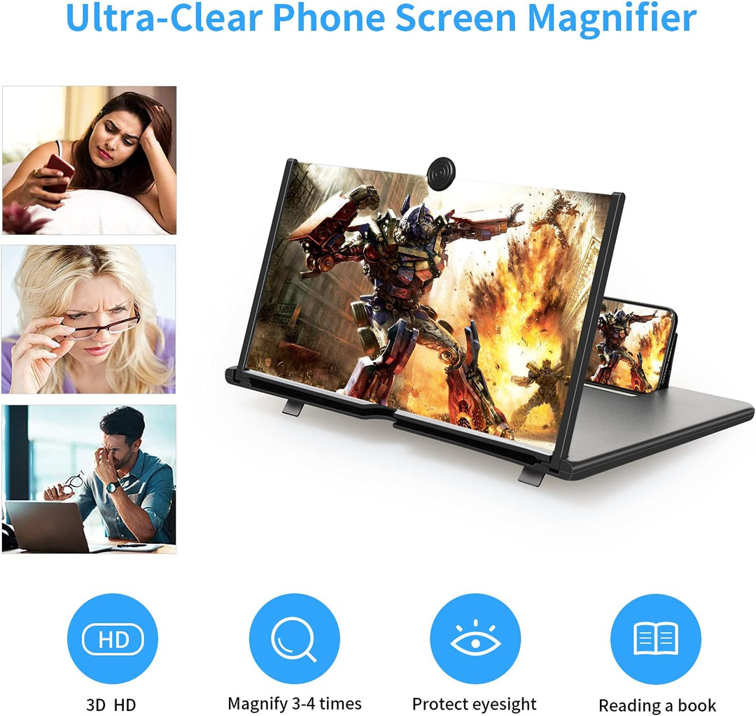 STEBRUAM 16 Zoll Handy Lupe,3D HD Handy Bildschirmlupe Vergrösserung Videos Ausziehbarer HD Bildschi