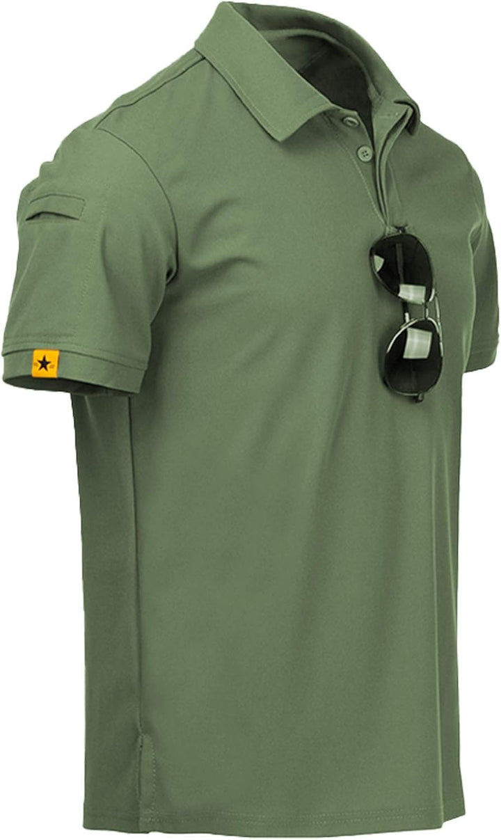 geeksport Poloshirt Herren Kurzarm Freizeit Sport Polo Golf Tshirts Männer Polohemd Grün L, Grün L