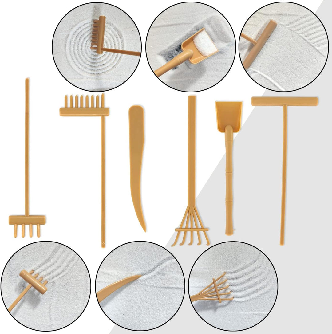 LuXianYS Japanischer Zen-Garten für den Schreibtisch,12x8 Zoll Home Zen Garten Set,Japanisches Zen S