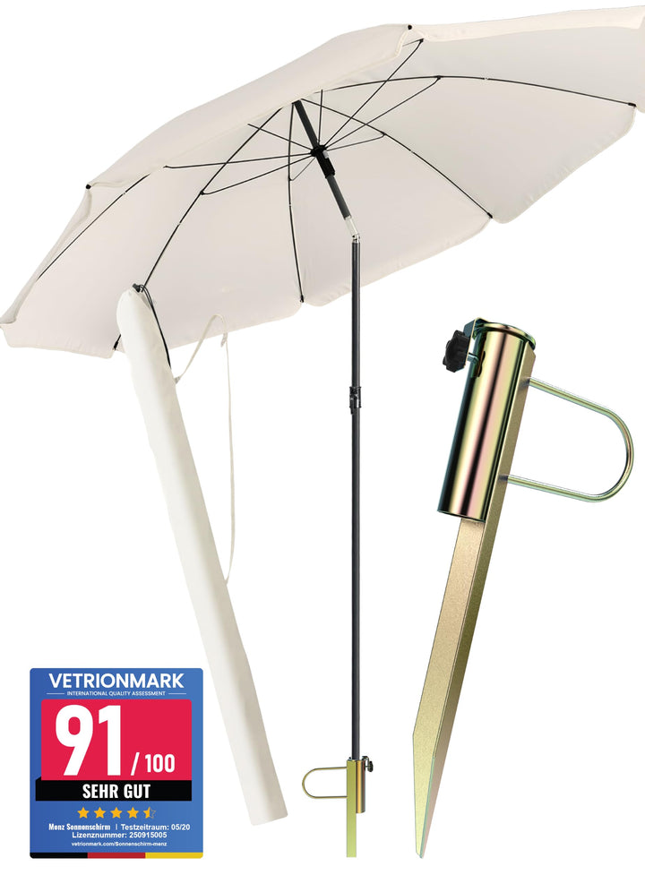 4smile Sonnenschirm Strand SunnyJoy Modern im 3er-Set, Beige - Strandschirm windfest stabil 180 cm +