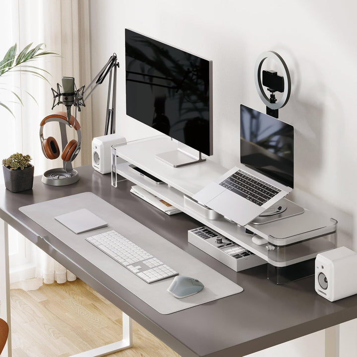 Fenge Dual Monitorständer Riser mit Acrylbein Grosser Computer Bildschirmständer für Laptop/PC/Druck