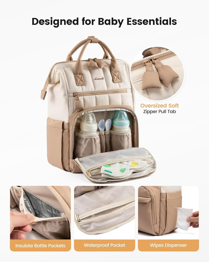 LOVEVOOK Wickelrucksack Gross Baby Wickeltasche Rucksack M Blau-beige, M Blau-beige