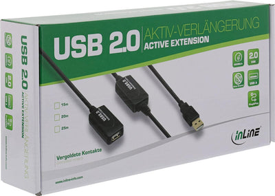 InLine 34613I USB 2.0 Aktiv-Verlängerung, mit Signalverstärkung "Repeater", Stecker A an Buchse A, 2