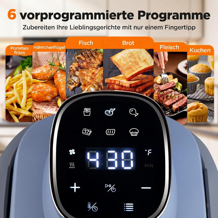 COSTWAY Air Fryer tragbar Glas Heissluftfritteuse 4 L/1,7 L, 6 in 1 Airfryer | Heissluftfrittieren &