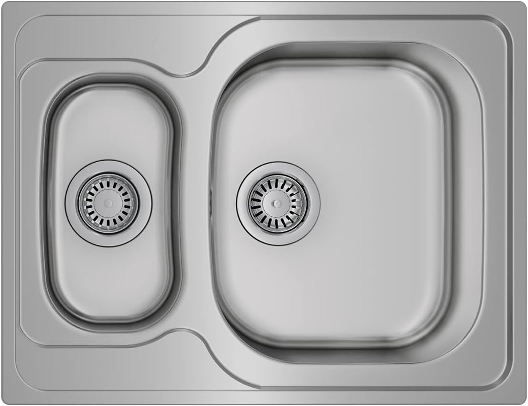 Teka Universe 60 T-XP 1½C Küchenspüle mit 2 Becken, eingebettet und wendbar, für Möbel mit 60 cm, gr