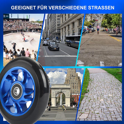 2Stück 100mm Stunt Scooter Rollen Roller Reifen - Scooter Räder Ersatzräder,Mit Felgen Aus Aluminium