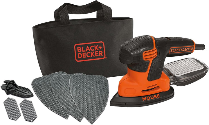 Black+Decker Dreieckschleifer Mouse KA2000– Kraftvolle Schleifmaschine mit Staubfangbehälter inkl. M