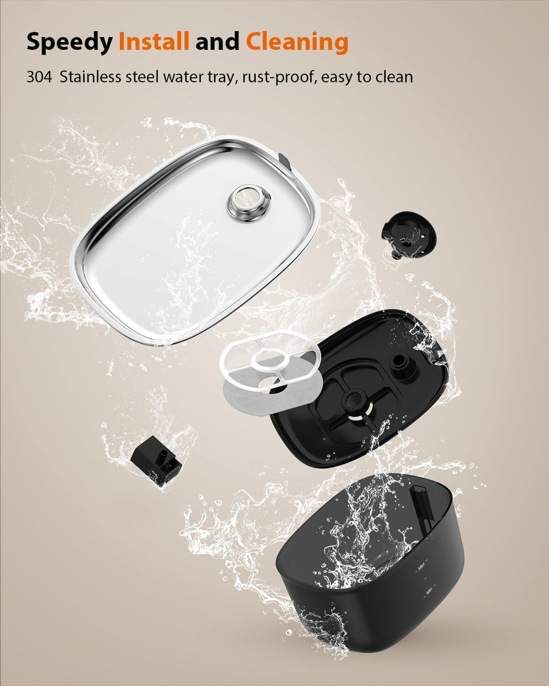 Katzenbrunnen,Super Leise Stouchi Edelstahl Trinkbrunnen für Katzen 2.5L Trinkbrunnen für Katze,LED